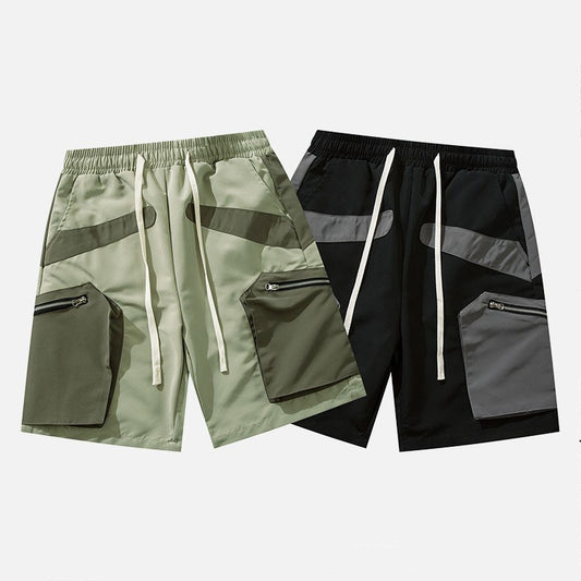 Color Contrast Patchwork Sports wear Shorts Men's Casual Shorts